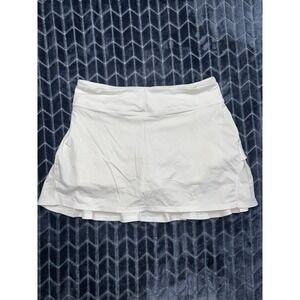 White High Waist Ruffled Tennis Skort Built-in Shorts Athletic Skirt